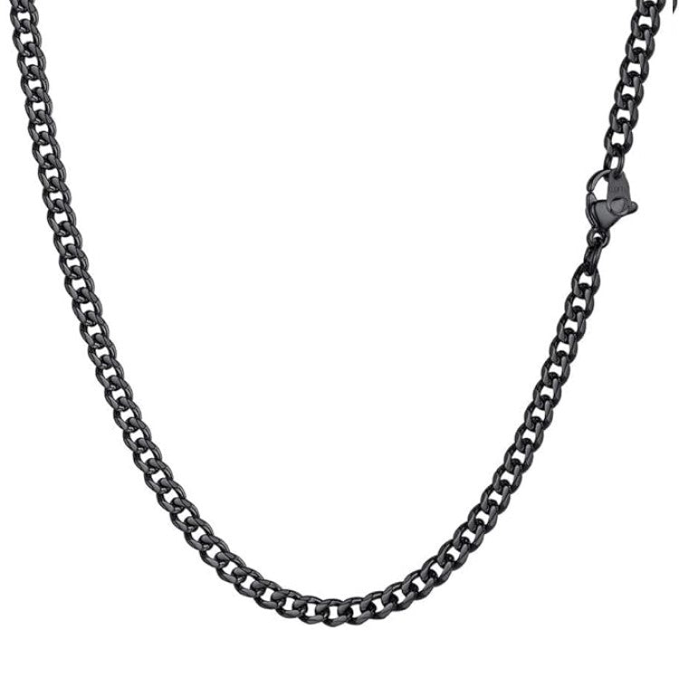 Theodore Stainless Steel Black IP Plated 5mmCurb Link Chain Necklace