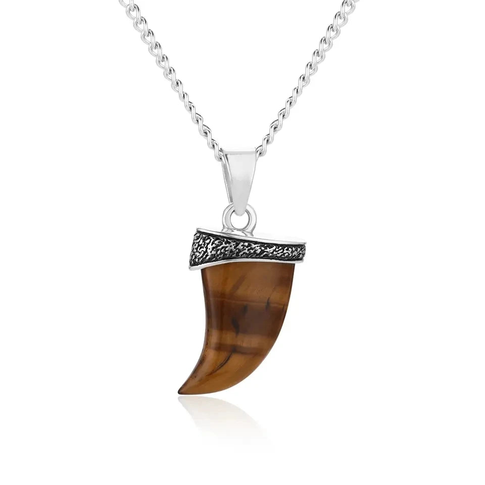 Theodore Stainless Steel and Gold Tiger Eye Pendant