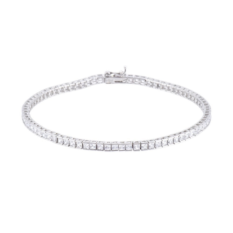 Sterling Silver Princess Cut CZ Tennis Bracelet