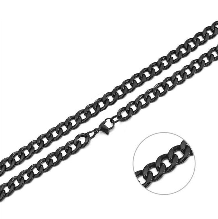 Theodore Stainless Steel Black IP Plated 7MM Curb Link Chain Necklace