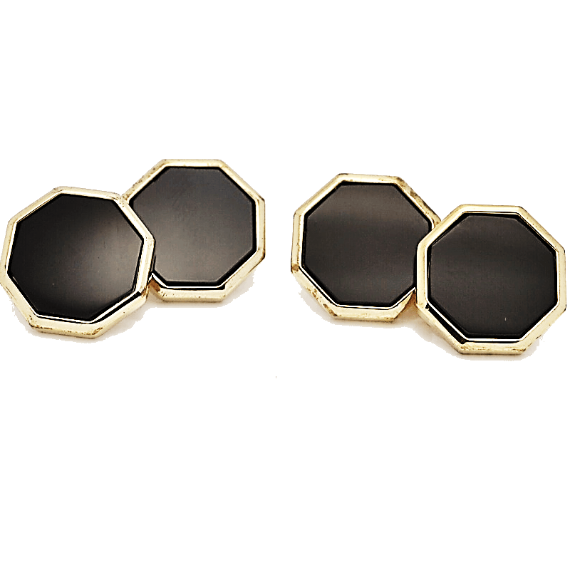 Dalaco Onyx Octagonal Gold Chain Cufflinks - Theodore Designs