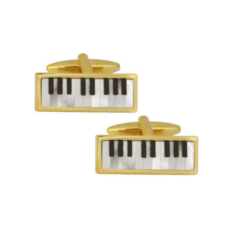 Dalaco Piano Keyboard Mother of Pearl and Onyx Gold Plated Cufflinks - Theodore Designs