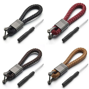 Long Woven Leather Key-Chain Detachable Metal Key-Rings - Theodore Designs