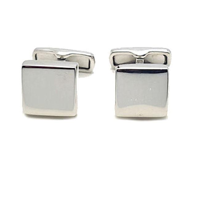T.M.J sterling silver engravable cufflinks with a smooth square design for personalized elegance