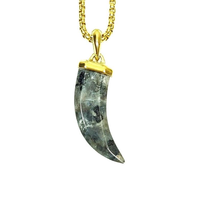 Theodore Stainless Steel and Gold Labradorite Pendant - Theodore Designs
