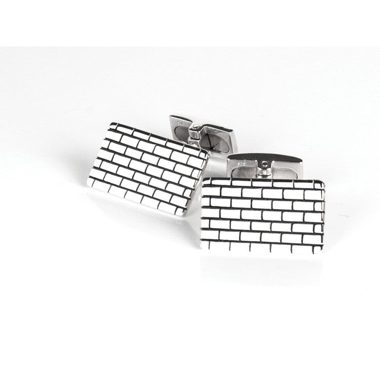Hoxton Sterling Silver Brick Pattern Rectangle Cufflinks