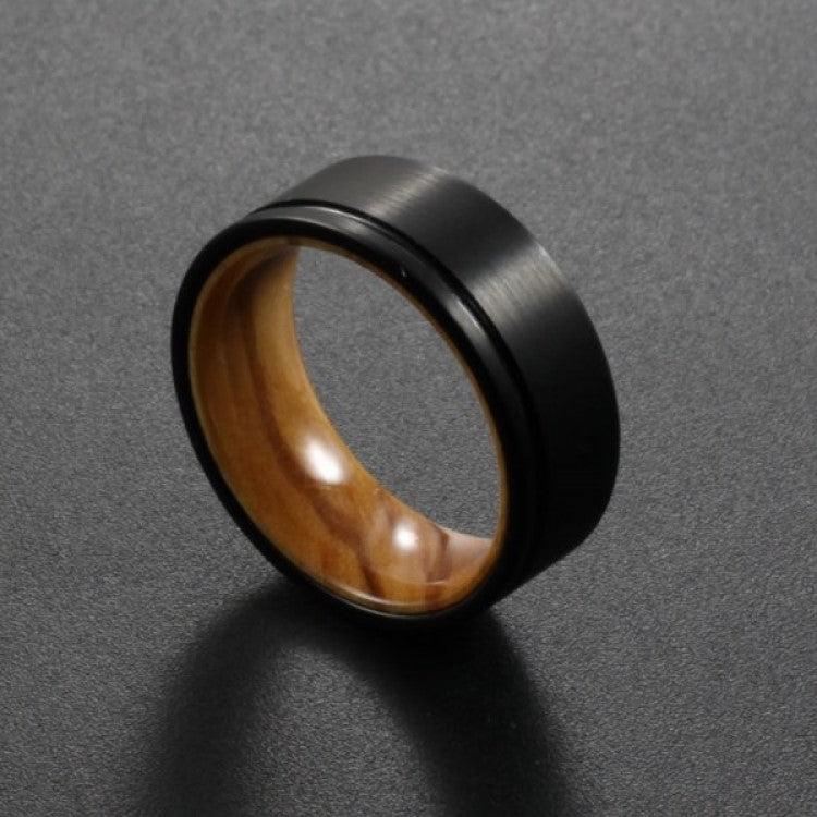 The Winner Black Tungsten Satin Authentic Whiskey Oak Barrel  8mm