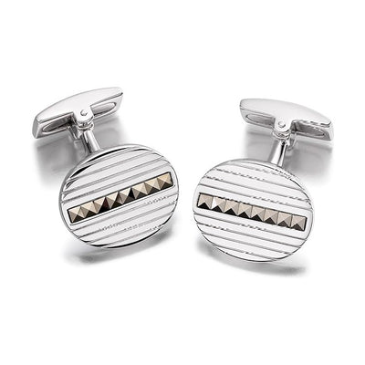 Hoxton Sterling Silver Oval Shape with Marcasite Cufflinks