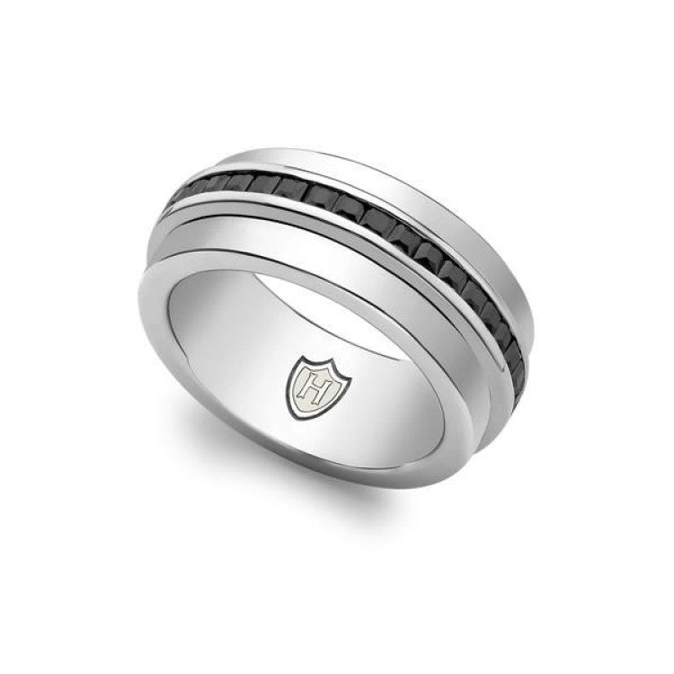 Hoxton London' Men's Sterling Silver Stone Black Sapphires Ring