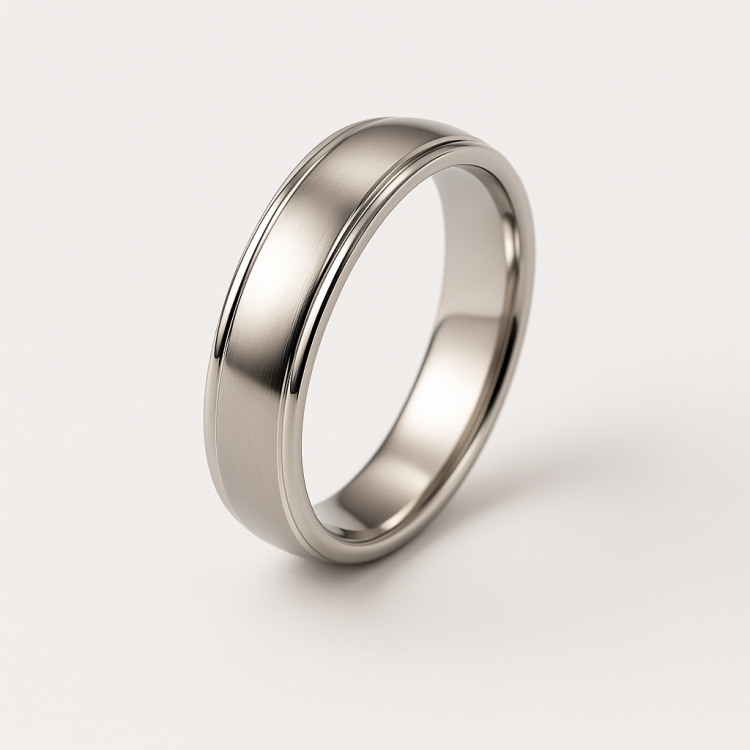 Titanium Polish Finish Ring with Flat Edge (6mm)