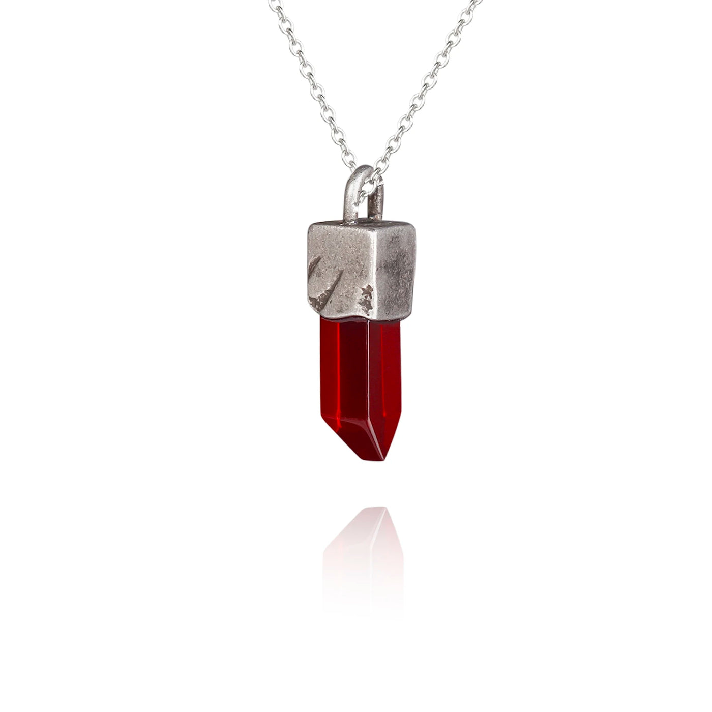 Theodore Stainless Steel with Synthetic Quartz Crystal Pendant and Chain