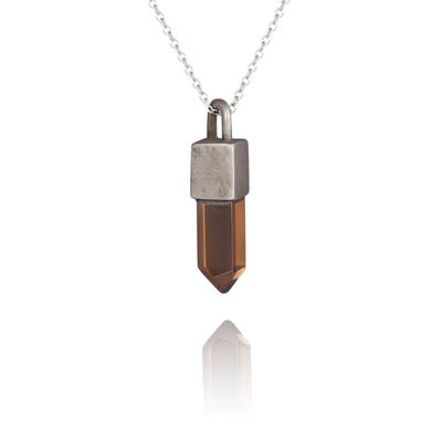Theodore Stainless Steel with Synthetic Quartz Crystal Pendant and Chain