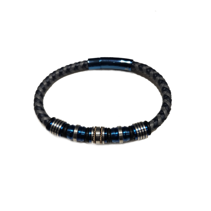 Theodore Stainless Steel Genuine Leather and Titanium beads Bracelets