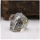 Theodore Sterling Silver Twin Face Skull Ring