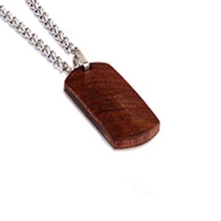 Theodore Stainless Steel  and Tiger Wood Pendant