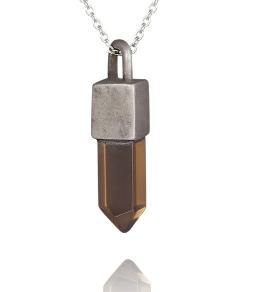 Stainless Steel with Synthetic Quartz Crystal Pendant and Chain
