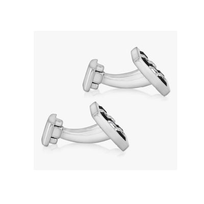 Hoxton London Sterling Silver Crystal Chequerboard Square Cufflinks