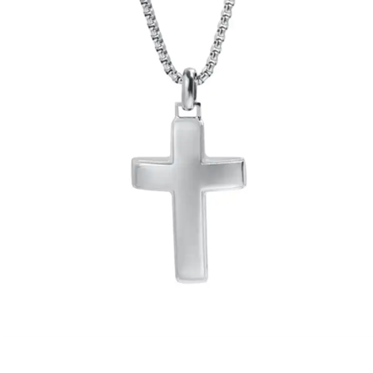Theodore Stainless Steel Cross with Polish Inlay Pendant