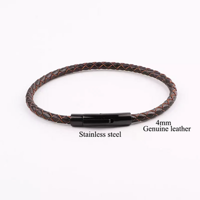 Theodore Stainless Steel Genuine Leather Bracelet