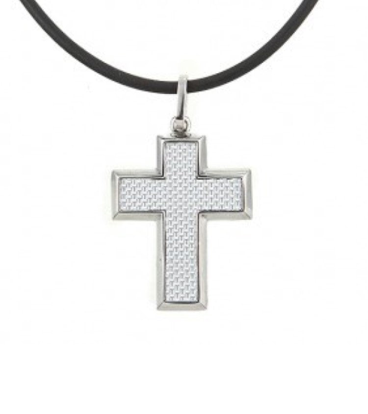 Stainless Steel Large Fibreglass Cross on Rubber Chain