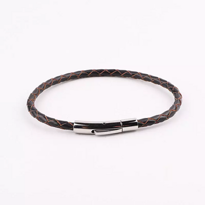 Theodore Stainless Steel Genuine Leather Bracelet