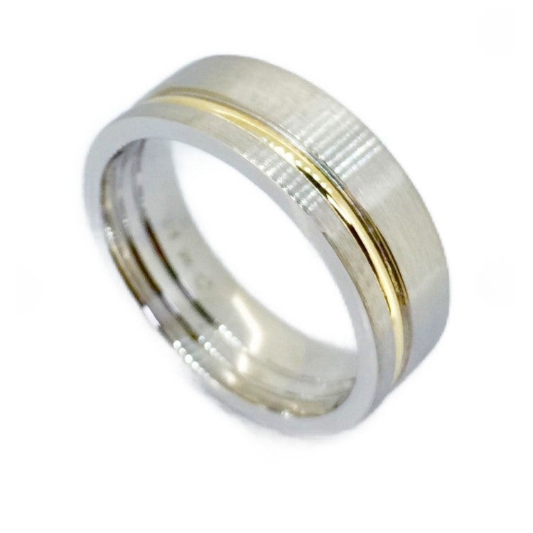 Titanium Satin Finish Ring with Gold Inlay (7mm)