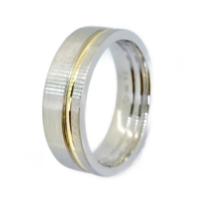 Titanium Satin Finish Ring with Gold Inlay (7mm)