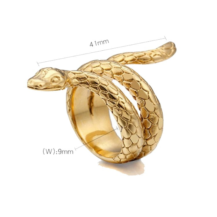 Stainless Steel Gold Snake Ring