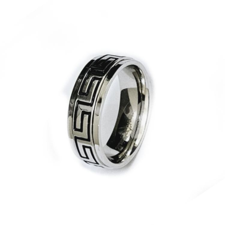 Stainless Steel Greek Key Pattern Ring