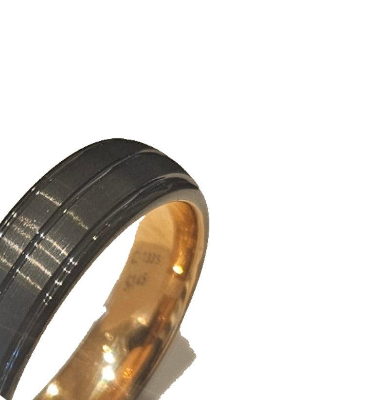 Tungsten Carbide & Rose Gold Ring