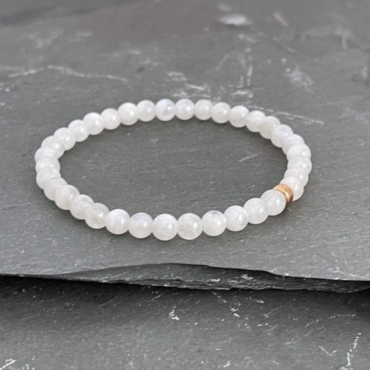 White Jadeite beaded bracelet with silver pave spacer, handcrafted in Melbourne.