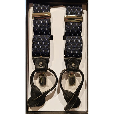 Classic 6 Button /Clips Suspender Braces With Black Leather Ends