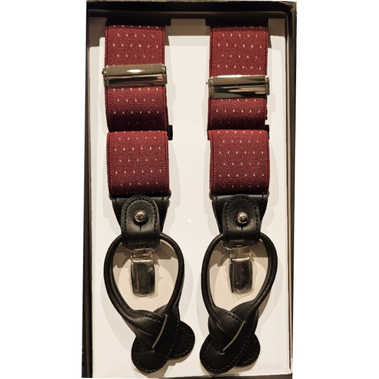 Classic 6 Button /Clips Suspender Braces With Black Leather Ends