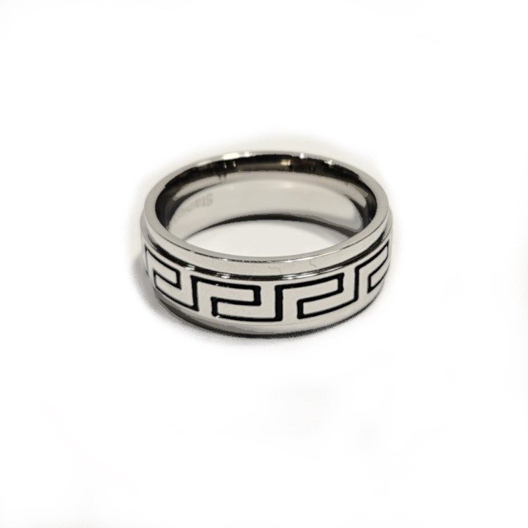 Theodore Stainless Steel Greek Key Pattern Ring