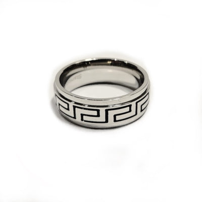 Theodore Stainless Steel Greek Key Pattern Ring