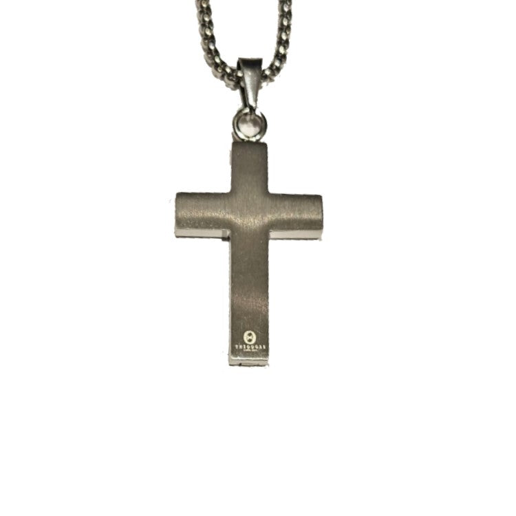 Theodore Stainless Steel Cross with Satin Inlay  Pendant
