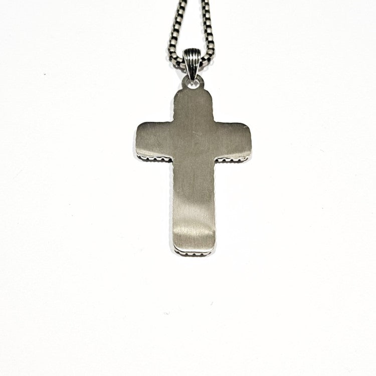 Theodore Large Stainless Steel and Polished Black IP-Plated Cross Necklace