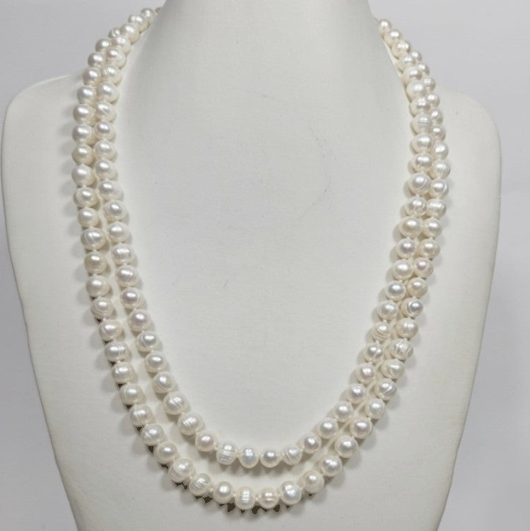 Two Strand White Baroque Freashwater Pearl Necklace