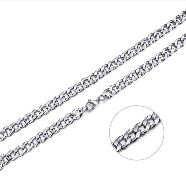 Theodore Stainless Steel 7mm Cuban Link Chains varius sizes