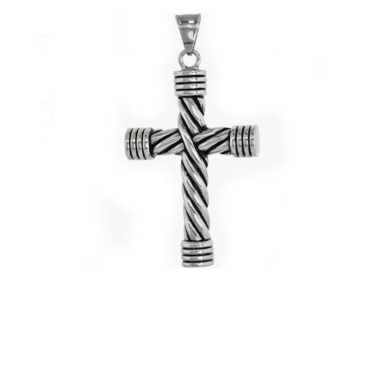 Theodore Large Stainless Steel Cable Rope Cross Necklace
