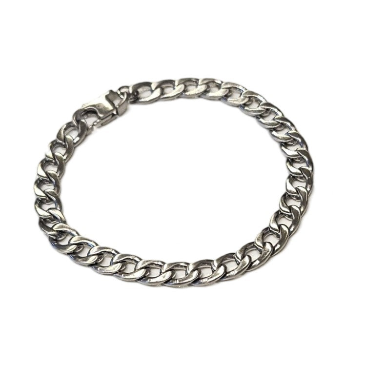 Stainless Steel Satin Curb Open Link Bracelet (7mm)