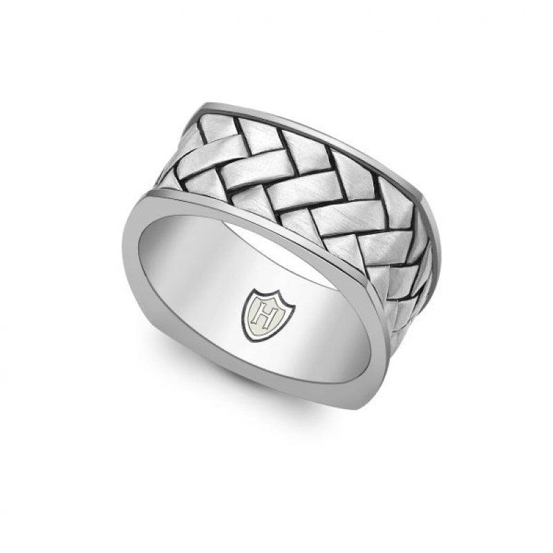 Hoxton Sterling Silver Herringbone Collection Ring - Theodore Designs