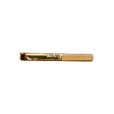 Dalaco Half Engraved Gold Plated Tie Slide - Theodore Designs