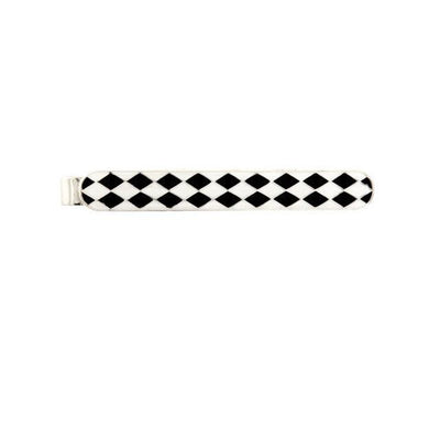 Dalaco Rhodium  and Enamel Chequered Tie Bars - Theodore Designs