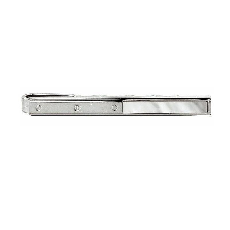 Dalaco Rhodium  Plated Half Mop with Screw Design Tie Slide - Theodore Designs