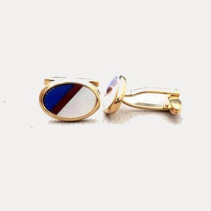 Dalaco Mother of Pearl,  Lapis Lazuli and Carnelian Gold Cufflinks - Theodore Designs