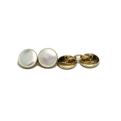 9k Gold Round Mother of Pearl Cufflinks - Theodore Designs