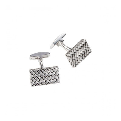 Cudworth Sterling Silver Woven Pattern Rectangle Cufflinks - Theodore Designs