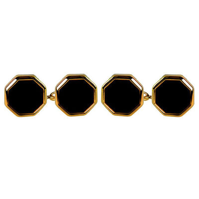 Dalaco Onyx Octagonal Gold Chain Cufflinks - Theodore Designs