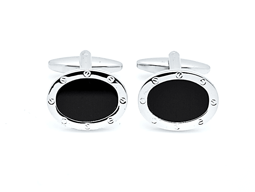 Dalaco Oval Onyx Porthole Cufflinks - Theodore Designs